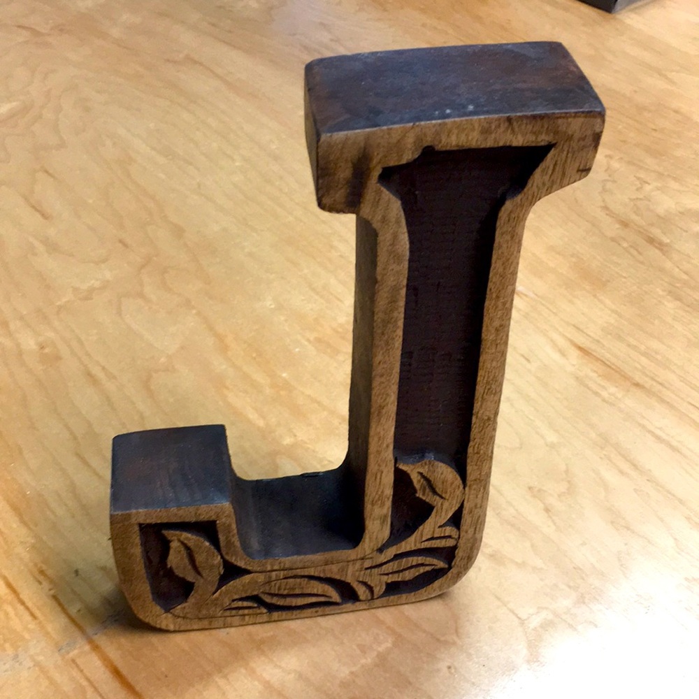 Wood Monogram Letter “J”